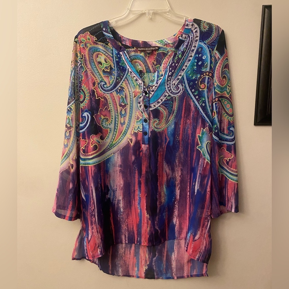 Mushka Sienna Rose Multicolor Semi sheer Paisley Blouse